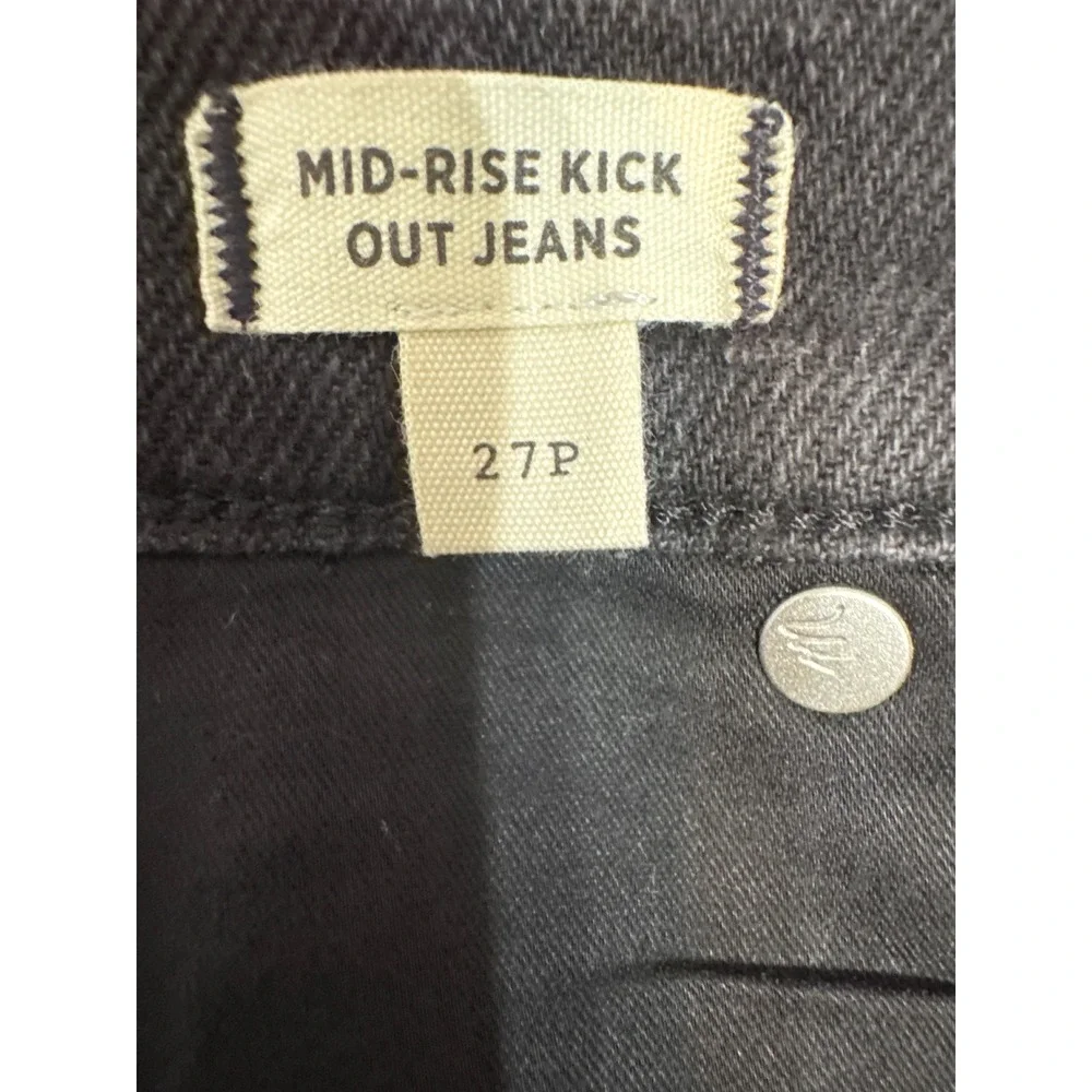 Madewell Mid Rise Kick Out Jeans Blakc Cropped Flare Petite 27 Petite